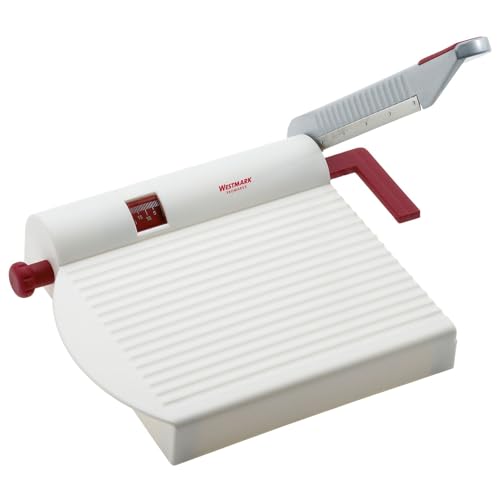 Westmark Adjustable Cheese Slicer with Board & Stainless Steel Sharp Blade, German Cheese Cutter with Precise Thickness Control, Multipurpose Food & Cheese Slicer, Effortless Slicing, White