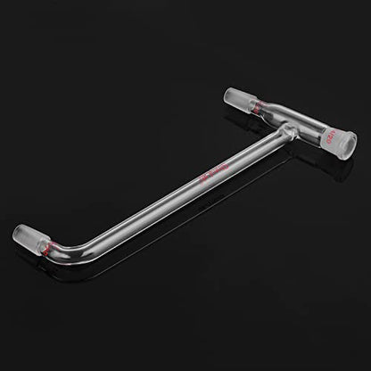 stonylab Borosilicate Glass 75 Degree Bent Distilling Adapter, with Two 14/20 Inner Joints and One Outer Joint, for Laboratory Distillation - size: 14/20 Joint