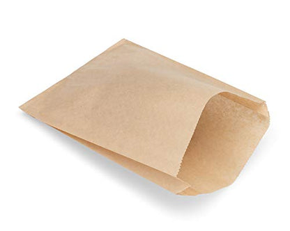Kraft Paper Sandwich Style Bags (200) 6"x 1"x 8" Dry Wax Grease Resistant Bags. Perfect for Sandwiches, Cookies, Pastries, Take Out, and Gifts. Made in USA. - color: Brown