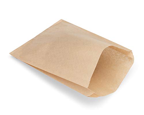 Kraft Paper Sandwich Style Bags (200) 6"x 1"x 8" Dry Wax Grease Resistant Bags. Perfect for Sandwiches, Cookies, Pastries, Take Out, and Gifts. Made in USA. - color: Brown