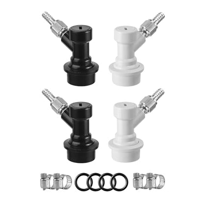 2 Pairs Corny Keg Ball Lock Quick Disconnect Set, Home Brewing Cornelius Keg Parts Ball Lock Keg Fittings with Stainless 5/16'' Gas 1/4'' Beer Barb Swivel Nuts Hose Clamp for Keg Post Coupler - size: 2 Pairs