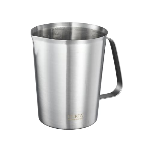 CURTA 18/8 Stainless Steel Measuring Cup with Handle and Pour Lip 48 OZ (6 Cup, 1500 ML) - color: Flat Handle, size: 48 OZ (6 Cup, 1500 ML)