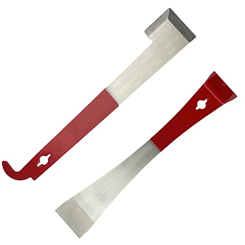 2 Pack Steel Bee Hive Tool Frame Lifter and Scraper for Beekeepers, J Hook and L Hook
