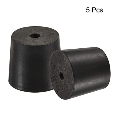 MECCANIXITY Rubber Tapered Plug 24mm to 28mm with Hole Test Tubes Bungs Stopper Black for Lab Home 5 Pieces - size: 24mm - 28mm