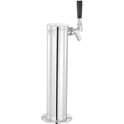 VEVOR Kegerator Tower Kit, Single Tap Beer Conversion Kit, Stainless Steel Keg Beer Tower Dispenser with Dual Gauge CGA320 Regulator & D-System Keg Coupler, Self-Closing Spring for Party Bar Home - style: Single Faucet Beer Tower