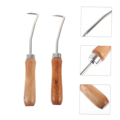 Toyvian Beehive Cleaning Hook Set 2PCS Wooden Handle Beekeeping Tools for Beeswax Removal Hive Maintenance Tool for Beekeepers