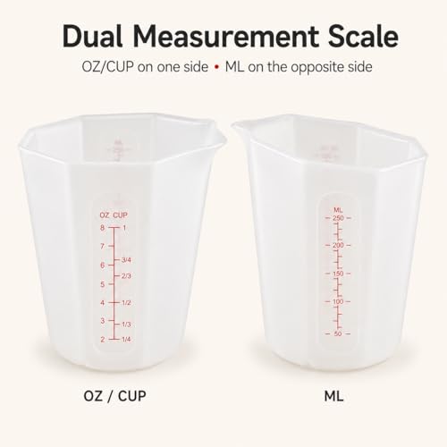 Silicone Measuring Cup 1 Cup (250ml), Flexible Liquid Measuring Cup with Pour Spout, BPA Free Food Grade Silicone Measuring Cup for Cooking, Baking and Kitchen Use