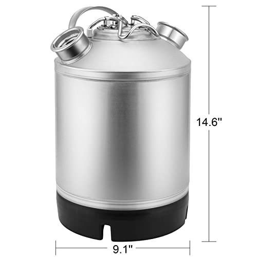 2.5 Gallon Cleaning Keg, Dual Head-Sankey D Ports, Wash Out Keg with Rubber Base for Beer Lines Cleaning - size: 2.5 Gallon