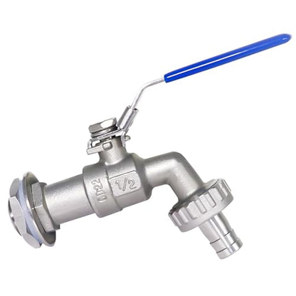 3/4" O.D. thread to 1/2 inch barb O.D. stainless steel home brewing bulkhead ball valve kit, for gallon beer pot brew kettle spigot mash tun （Extended valve body） - size: (extended) 3/4" thread - 1/2" barb