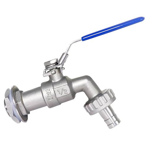 3/4" O.D. thread to 1/2 inch barb O.D. stainless steel home brewing bulkhead ball valve kit, for gallon beer pot brew kettle spigot mash tun （Extended valve body） - size: (extended) 3/4" thread - 1/2" barb