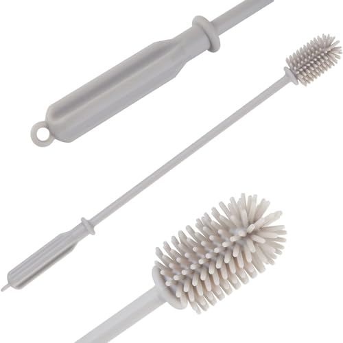 Silicone Bottle Brush,Bottle Cleaning Brush,Long Handle,Flexible and Bendable Kitchen Cleaner Brush for Narrow Neck Containers,Water Cup,Baby Bottles,Sports Bottle,Glassware