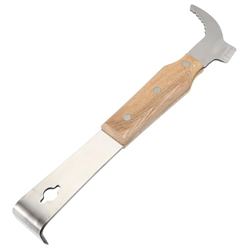 Abaodam Stainless Steel Beekeeper Hive Tool with Wooden Handle – Multi-Function Hive Scraper and Frame Lifter for Beehive Cleaning and Maintenance, Thickened Sturdy Blade for Agricultural