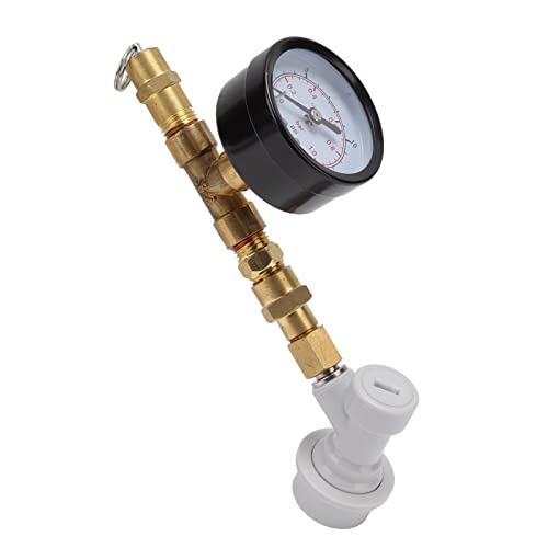 Beer Brew Pressure Relief Valve, Adjustable Keg Pressure Gauge Regulator 0-15PSI for Home, Copper & Plastic Construction with Real-Time Monitoring, Compatible with Kegs and Fermentation Tanks