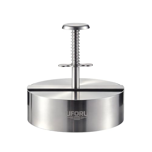 UFORU 5.5 Inch XL Burger Press,304 Stainless Steel Hamburger Patty Maker,Heavy Duty Non-Stick Patty Press, Adjustable Thickness,Dishwasher Safe Detachable Grill Tool for Beef,BBQ,Commercial Use - size: 5.5inch