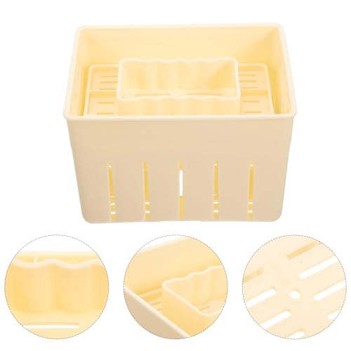 Hemoton Tofu Press Mold with Lid 3-Piece Cheese Pressing Plate Set for Homemade Tofu and Cheese Making 5.5X4.1X3.5 Inches Kitchen Tool