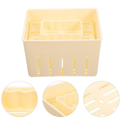 Hemoton Tofu Press Mold with Lid 3-Piece Cheese Pressing Plate Set for Homemade Tofu and Cheese Making 5.5X4.1X3.5 Inches Kitchen Tool