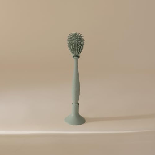 mushie Baby Bottle Brush | Soft Silicone with Suction Base (Cambridge Blue) - color: Cambridge Blue