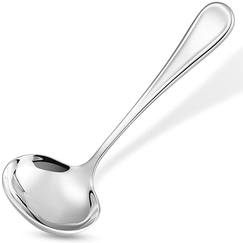 KEAWELL Premium 7.1" Verona Gravy Ladle, 18/10 Stainless Steel, Heavy-Duty with Deep Bowl, High-Polished Finish, Ergonomic Handle for Smooth Pouring, Dishwasher Safe (1, 7.1" Gravy Ladle) - size: 7.1" Gravy Ladle
