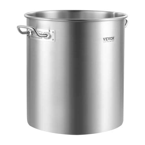 VEVOR Stainless Steel Stockpot, 42 Quart Large Cooking Pots, Cookware Sauce Pot with Strainer, Lid, and Handle, Heavy Duty Commercial Grade Stock Pot, Sanding Treatment, for Large Groups Events Silver - size: 42 Quarts