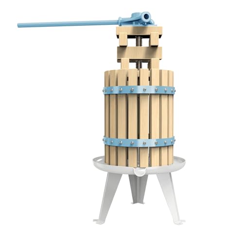 SQUEEZE master Fruit Apple Cider Wine Classic Press-Blue-1.6 Gallon/6L-Solid Wood Basket-Vintage traditional juicer-Pole Handle Bar for Juice,Wine,Cider-1 free filter bag included - color: Blue, size: 1.6 Gallon