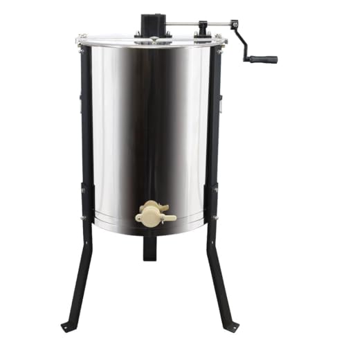 BeeCastle Manual Honey Extractor 3 Frame Stainless Steel Honeycomb Drum Spinner Extractor with Height Adjustable Stand,Manual Crank Beekeeping Extraction Equipment - size: 3-Frame