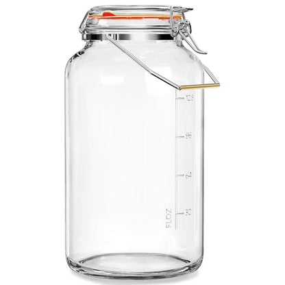 Qianfenie 1.5 Gallon Glass Jar with Airtight Lid Wide Mouth, Gallon Storage Jar with Stainless Steel Handle - Large Glass Food Storage Container with Lid for Flour, Sugar, and Dog Treats