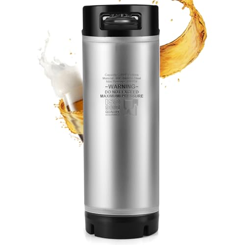 New 5 Gallon Ball Lock Keg, Cornelius Keg 304 Stainless Steel Corny Keg with Dual Rubber Handles & Heavy-Duty Rubber Bottom, Beer Keg for Home Brewing (19L) - size: 5 Gallon (Dual Rubber Handles)