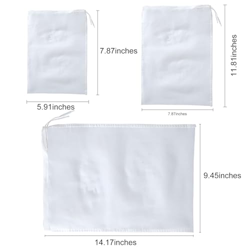 3Pcs Superfine Mesh Juice Straining Bag for Fruit and Vegetable Juice, Wine Press, and Liquid Filtration