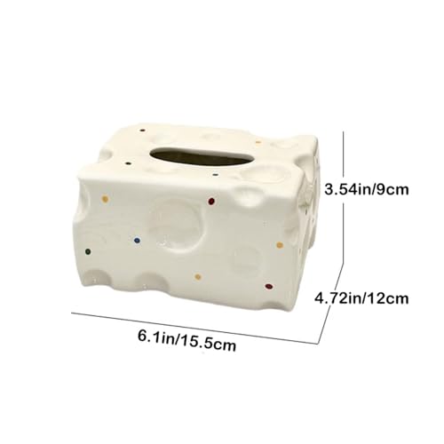 Modern Tissue Holder Ceramic Cheese Box Lid Home Decoration Food-Themed Desktop Storage Tabletop