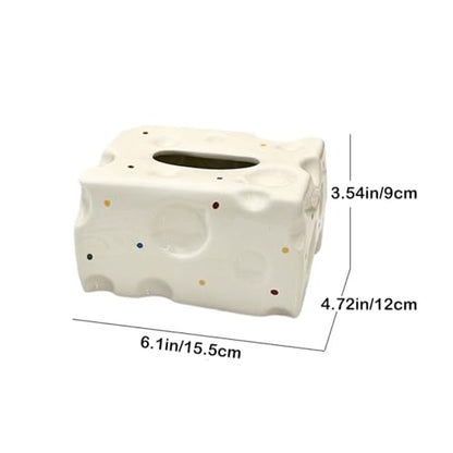Modern Tissue Holder Ceramic Cheese Box Lid Home Decoration Food-Themed Desktop Storage Tabletop