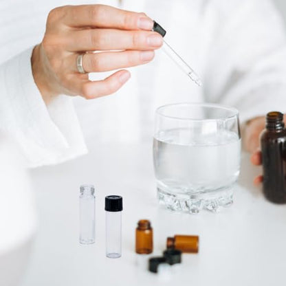 ALWSCI Sample Vial, Clear Glass 24-400 Thread Storage Vial, 20 ml Capacity, 27.5 mm I.D. x 57 mm with 24-400 Black Closed Cap, PE Liner, pack of 100 - color: Clear, size: 27*57mm & 20ml (5dram)
