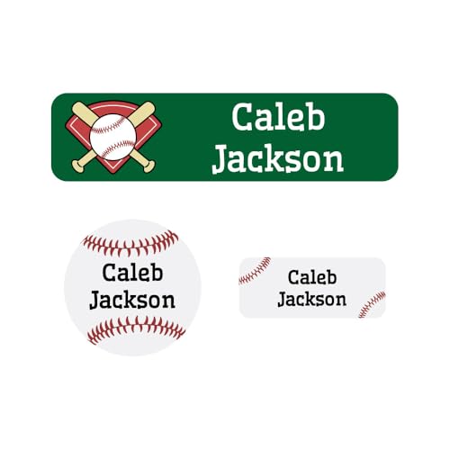 Name Bubbles - Kids Custom Name Labels for Daycare, School, Camp (102 Labels) - Personalized Waterproof Name Stickers for Clothes Tags, Lunch Boxes, Water Bottles, & School Supplies (Baseball) - color: Baseball, size: 102 Labels