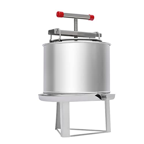 Fruit Wine Press,Stainless Steel Manual Honey Extractor Beekeeping Machine,Heavy-duty Cross-beam Stainless Steel Fruit and Wine Press Maker with T-Handle for Outdoor, Kitchen (12.6L/ 532.6 Oz) - color: 12.6L/ 532.6 Oz
