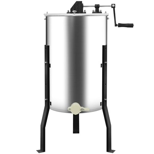 Manual Honey Extractor, 3 Frames Honey Spinner with Ergonomic Handle, Durable & Easy to Clean, Food-Grade Stainless Steel Honey Separator Equipment for Beekeeping Starter, Small-Scalez Apiary - style: 3 Frames-M