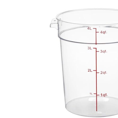 TrueCraftware- 4 Quart Clear Round Food Storage Container Polycarbonate- Commercial Reusable Food Container Canister with Measurement Markings for Meal Prep Pantry Kitchen - size: 4 Quart