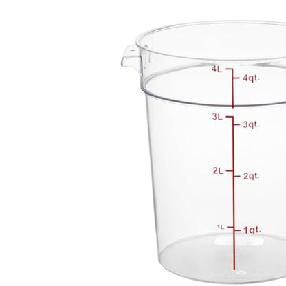TrueCraftware- 4 Quart Clear Round Food Storage Container Polycarbonate- Commercial Reusable Food Container Canister with Measurement Markings for Meal Prep Pantry Kitchen - size: 4 Quart