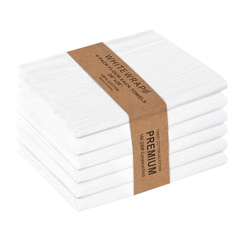 Flour Sack Towels| Tea Towel for Crafts| Kitchen Dish Cotton Blank Towel for Embroidery|Baking Bread Proofing Linen Cover| Thick Absorbent Quick Dry| 6 Pack 28"x28" White - color: White, size: 28"x28"-Pack of 6