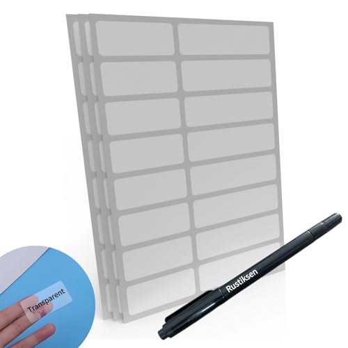 320-Pack Clear Waterproof Name Labels with Marker - Durable, Washable, Sticky Adhesive Labels for Container, Water Bottles, Drinks Cups, Books and Supplies, Toiletries, Workplace, Household - color: Transparent Material