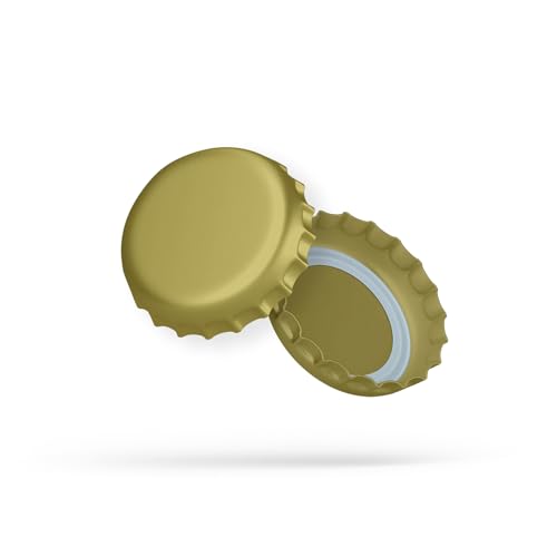 Fermentaholics Gold Beer Bottle Caps - 144 Count Oxygen Absorbing Bottle Lids – 26mm Crown Caps for Homebrewing Beer, Cider, Soda, DIY Crafts and more – Fits Standard American Pry-Off Bottles