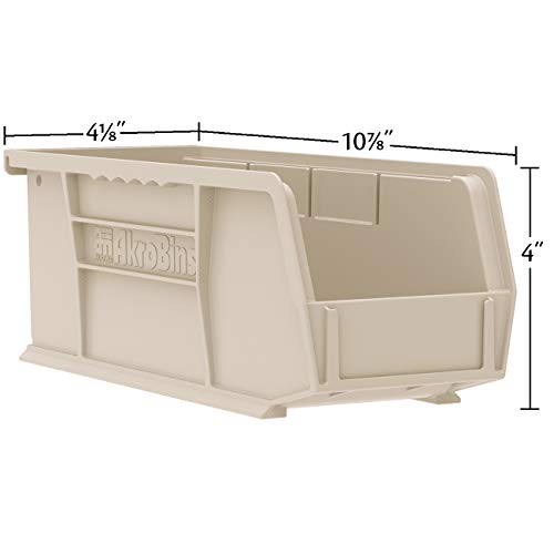 Akro-Mils 30224 AkroBins Plastic Storage Bins, Space-Saving Stackable Bins for Garage, Pantry, Craft Organization, 11" L x 4" W x 4" H, Black, 12-Pack - color: Black