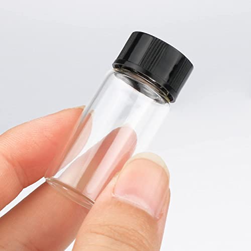 3ml Sample Glass Vials with Screw Caps, Lab Storage Empty Bottle, Clear Borosilicate Glass, Black 13-425 Polypropylene Screw Cap with PE Liners, Pack of 100 - size: 3ML