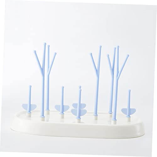 Toddmomy Multifunctional Bottle Drying Rack Tree Branch Organizer with Flexible Arms and Removable Tray Eco Friendly Plastic Bottle Holder for Countertop Space Saving Blue Design