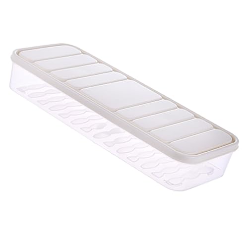 Plastic Airtight Dumpling Storage Box with Lid - Multiuse Cookie & Kimchi Container for Freezer/Refrigerator, Space-Saving White Rectangular Design