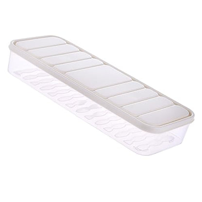 Plastic Airtight Dumpling Storage Box with Lid - Multiuse Cookie & Kimchi Container for Freezer/Refrigerator, Space-Saving White Rectangular Design