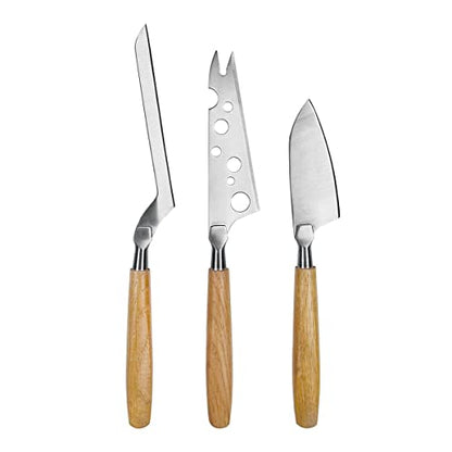 BOSKA 320220 3pc Set with European Oak Wood Handle, Life Collection Cheese Knife, Small - style: 3-Piece Cheese Knife Set