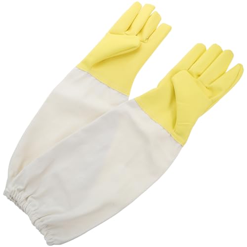 Alipis 1 Pair Beekeeper's Protective Gloves with Extended Sleeve Protection and High Flexibility, Made of Sturdy Pu and Canvas Materials for Outdoor Work and Gardening