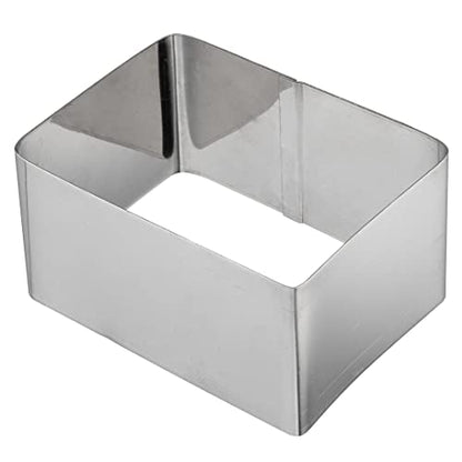 Restaurantware Pastry Tek Rectangle Stainless Steel Pastry Ring Mold - with Press - 3" x 2 1/4" x 1 1/2" - 1 count box - style: Rectangle