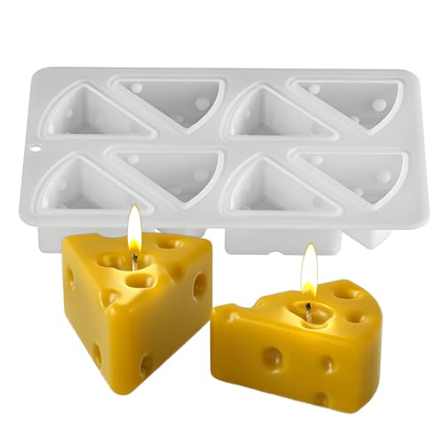 Tone Fun 8-Cavity Cheese Shape Silicone Molds for Making Candle, Resin, Aromatherapy Candles, Handmade Wax Soap, Home Decor, Craft (11.22x6.69x1.57inch) - color: 8-cavity cheese