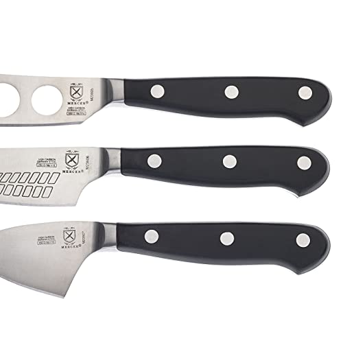 Mercer Culinary Renaissance Cheese Knife Set - color: Black Handle, size: 3-Piece Cheese Knife Set