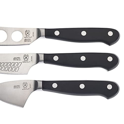 Mercer Culinary Renaissance Cheese Knife Set - color: Black Handle, size: 3-Piece Cheese Knife Set